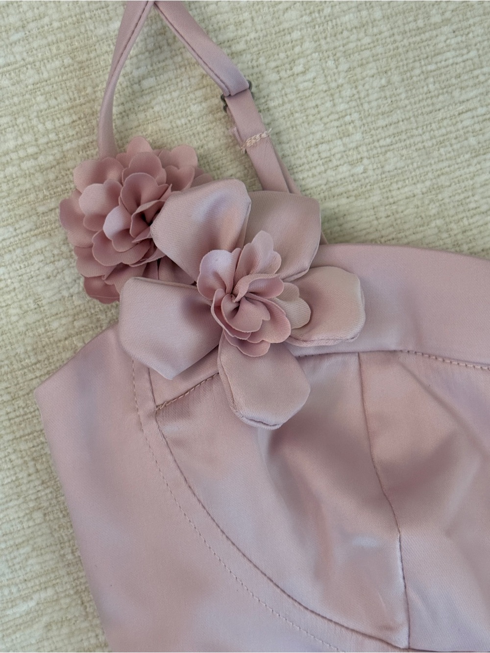 NWT Peppermayo Pink Satin Bustier Top with Floral Accent S - Picture 4 of 4